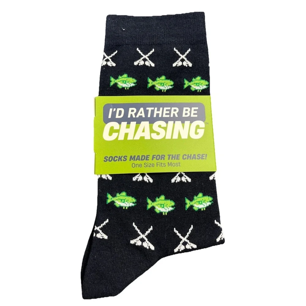 I'd Rather Be Chasing Tail Mens Navy I'd Rather Be Chasing Socks Fish OS